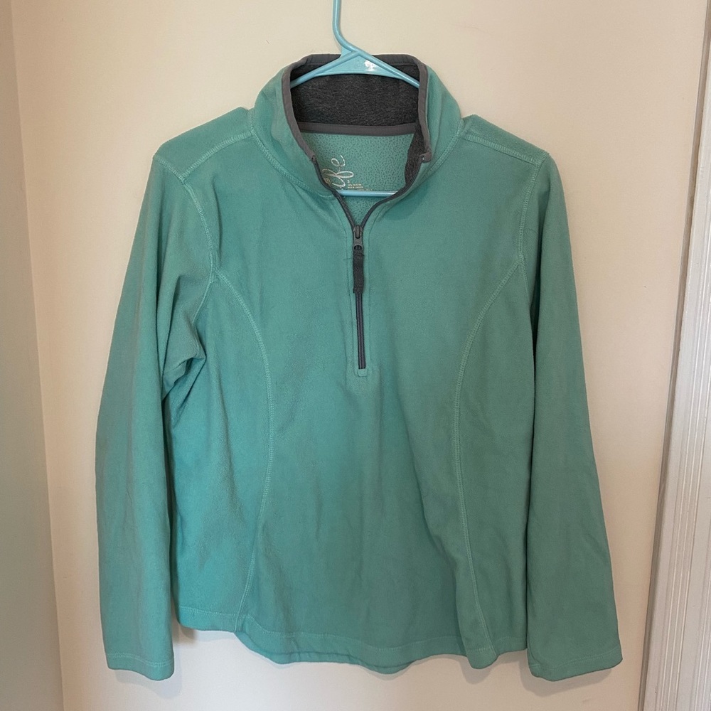 Mint green quarter zip fleece pullover